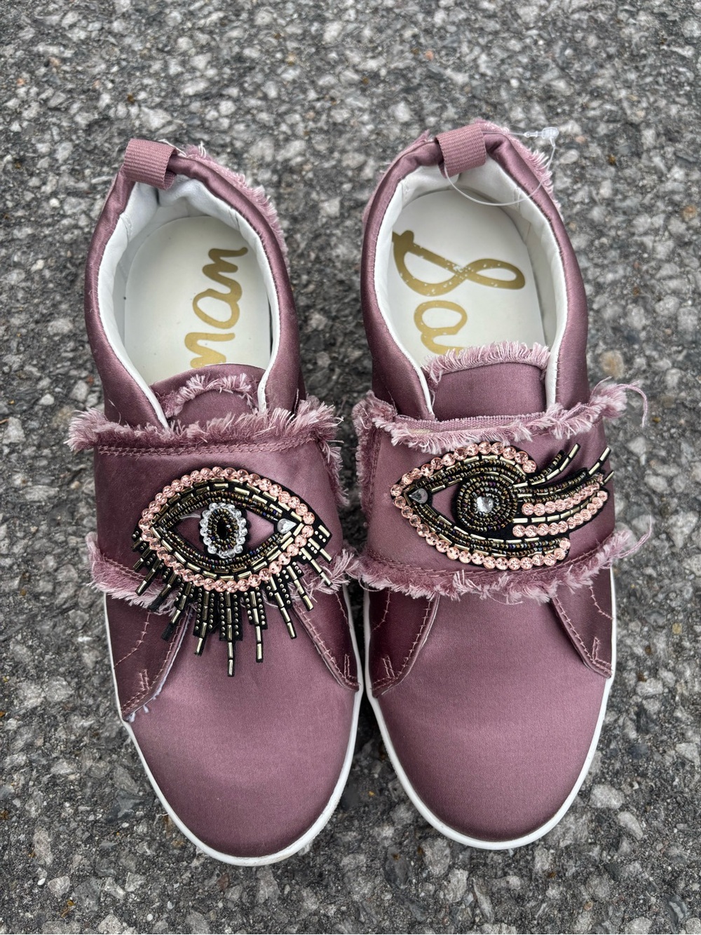Sam Edelman Mauve Embellished Slip-On Sneakers